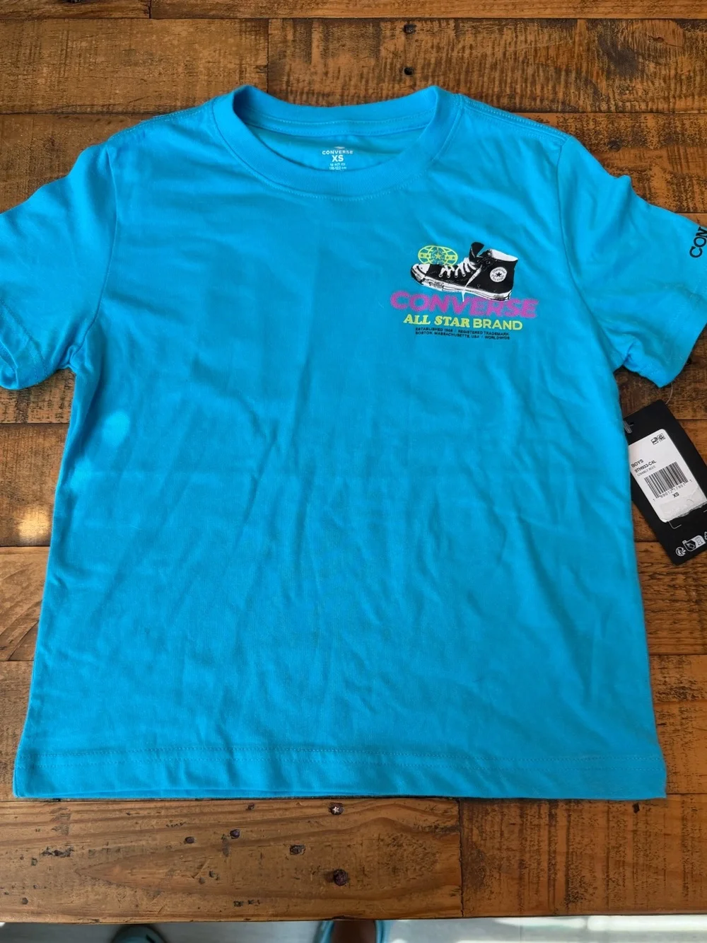 Converse Kids Bright Turquoise Graphic Tee with Sneaker Logo